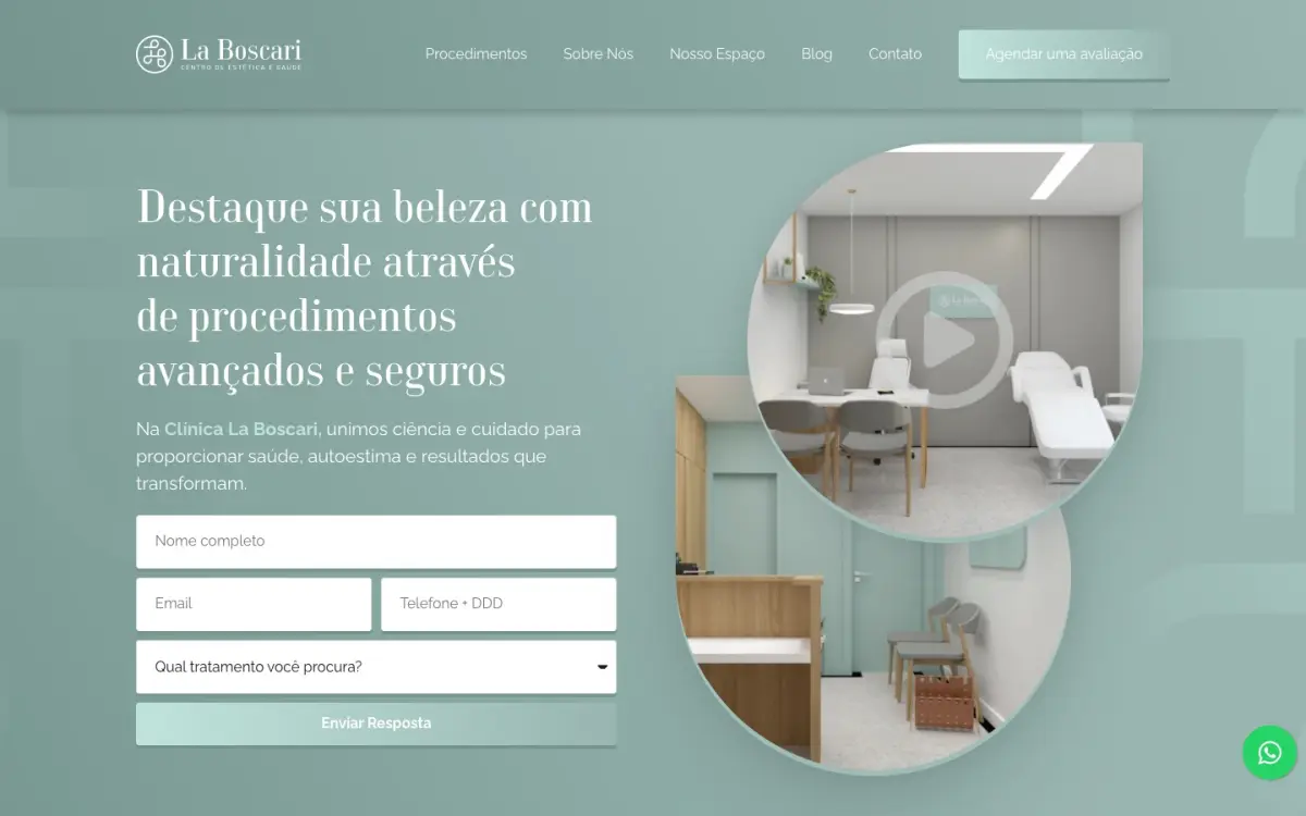Site criado pela Studio Need para Clínica La Boscari, clínica de estética avançada