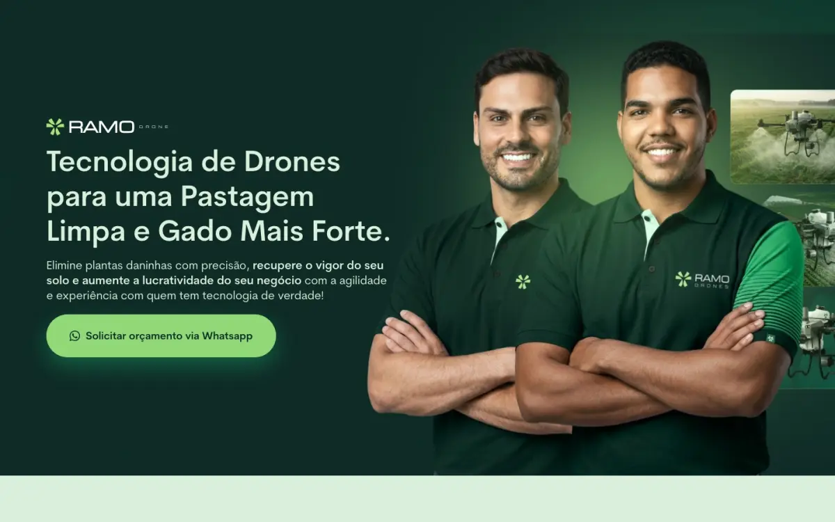 Site criado pela Studio Need para Ramo Drones, empresa de drones para agronegócio